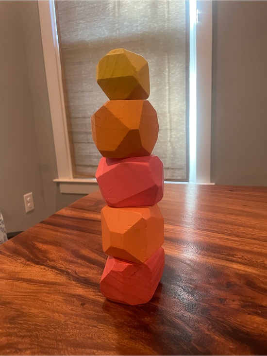 LOVEVERY Other - LOVEVERY Colorful Wooden Stacking Stones Toy - Pink, Orange, Yellow